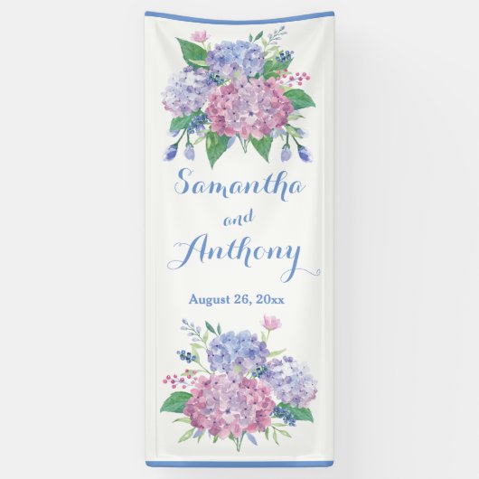 パステルアジサイ – 垂直結婚のバナー 横断幕 (縦)