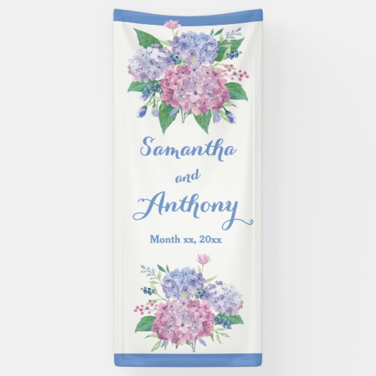 パステルアジサイ – 垂直結婚のバナー 横断幕 (縦)