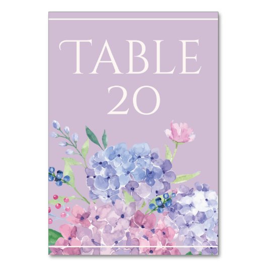 パステルアジサイ – 縦3.5インチx 5インチTableard テーブルナンバー (裏面)