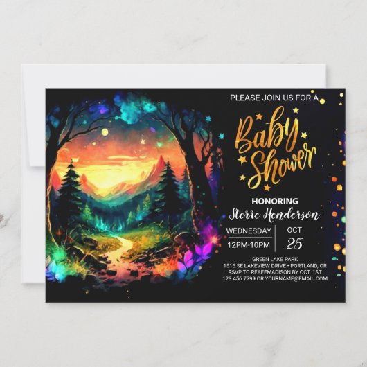 パステルアドベンチャーアワイお洒落ズベビーシャワー 招待状 (正面)