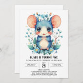 パステルアドベンチャーマウス誕生日 招待状 (正面/裏面)