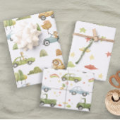 パステルアニマルズインカーズ男の赤ちゃんニュエラル ラッピングペーパーシート