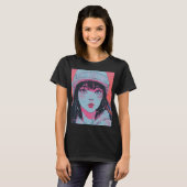 パステルアニメ女子のニット帽アート Tシャツ (正面フル)