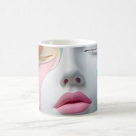 パステルアブストラクト3Dフェイスアート コーヒーマグ コーヒーマグカップ