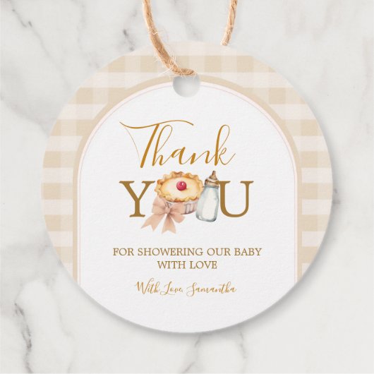 パステルアリトルかわいこちゃんパイギンガム秋ベビーシャワー フェイバータグ (裏面)