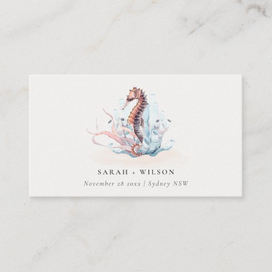 パステルアンダーウォーターホース海藻結婚サンゴ プレイスカード (正面)
