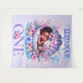 パステルアンダーザシー1st誕生日アフリカ系アメリカ タペストリー (正面(横))