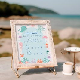 パステルアンダーシーベビーシャワーゲストブックサイン ポスター