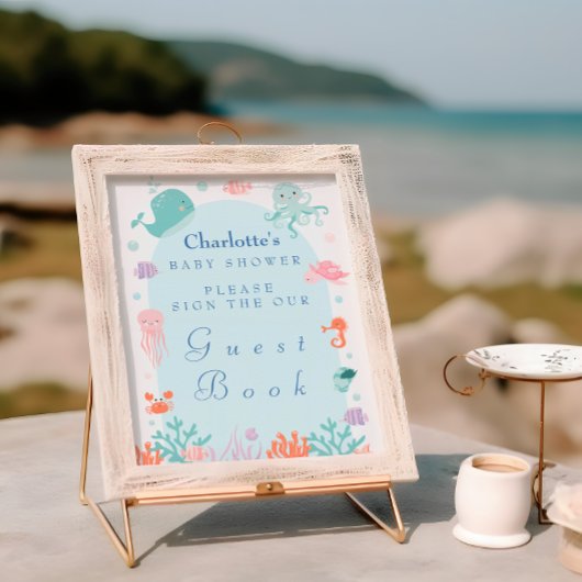 パステルアンダーシーベビーシャワーゲストブックサイン ポスター
