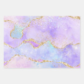 パステルアンド金ゴールドフェイクグリッターアゲート ラッピングペーパーシート (正面3)