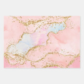 パステルアンド金ゴールドフェイクグリッターアゲート ラッピングペーパーシート (正面)