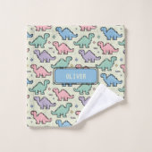 パステルアーケード恐竜ピクセルシルエットのパターン ウォッシュタオル (ウォッシュタオル)