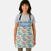 パステルアーケード恐竜ピクセルシルエットのパターン エプロン (インサイチュ)