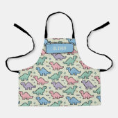 パステルアーケード恐竜ピクセルシルエットのパターン エプロン (正面)