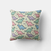 パステルアーケード恐竜ピクセルシルエットのパターン クッション (裏面)