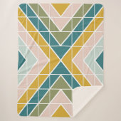 パステルアース音色の大きな幾何学的パターン シェルパブランケット (正面)