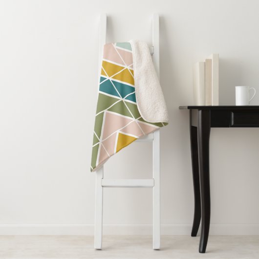 パステルアース音色の大きな幾何学的パターン シェルパブランケット (インサイチュ)