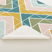 パステルアース音色の大きな幾何学的パターン シェルパブランケット (3/4)