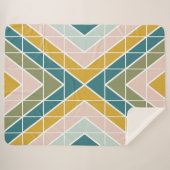 パステルアース音色の大きな幾何学的パターン シェルパブランケット (正面(横))