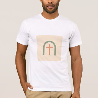 パステルアーチクロスミニマリストキリスト教Tシャツ Tシャツ