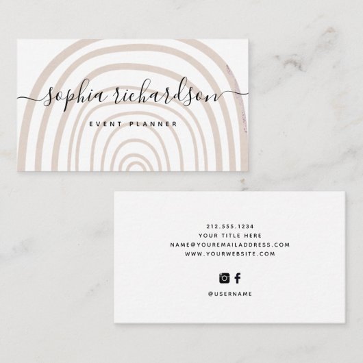 パステルアーチ |トレンディー抽象芸術ニュートラルオンホワイト 名刺 (正面/裏面)