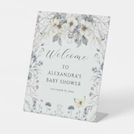 パステルアールヌーボーフラワーバタフライベビーガール 台座サイン