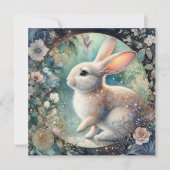 パステルアールヌーボーフローラウォーターカラーバニーイースター シーズンカード (正面)