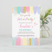 パステルア絵画ートパーティーガール誕生日 招待状 (スタンド正面)