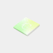 パステルイエローとグリーンの2トーン勾配モノグラム ポストイット (アングル)