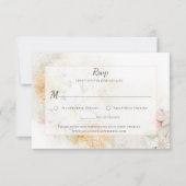 パステルイエローとピンクの水カラーバラRSVP 出欠カード (正面)