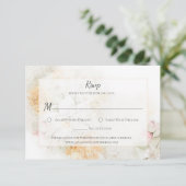 パステルイエローとピンクの水カラーバラRSVP 出欠カード (スタンド正面)