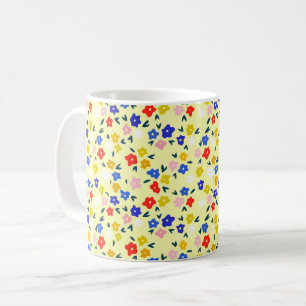 パステルイエローのかわいいお花のデザイン コーヒーマグカップ