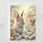 パステルイエローのイースターバーンチ ウサギと一緒 招待状 (裏面)