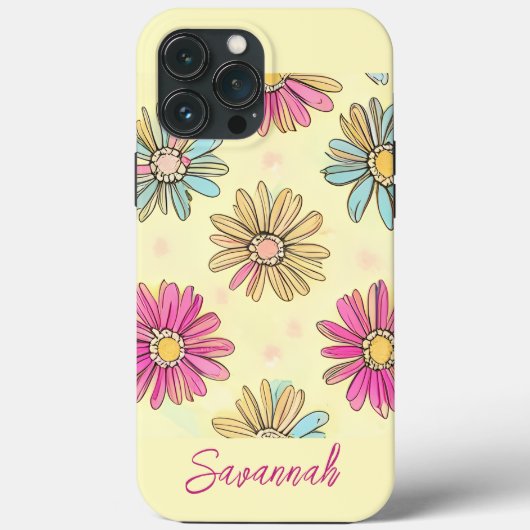 パステルイエローのデイジー花 Case-Mate iPhoneケース (裏面)