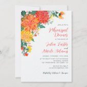 パステルイエローの春のダリアのリハーサルディナー 招待状 (正面)