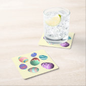 パステルイエローイースターエッグイースターパーティー卵狩りおもしろい スクエアペーパーコースター (インサイチュ)