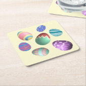 パステルイエローイースターエッグイースターパーティー卵狩りおもしろい スクエアペーパーコースター (アングル)