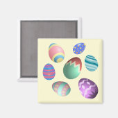 パステルイエローイースターエッグイースターパーティー卵狩りおもしろい マグネット (正面/裏面)