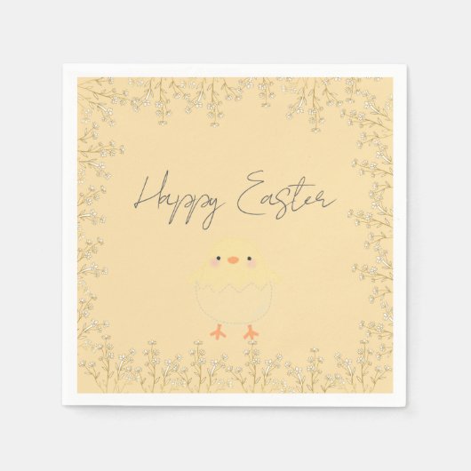 パステルイエローイースター紙ナプキンスパーソナライズされた- スタンダードカクテルナプキン (正面)