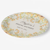 パステルイエローウォーターカラーフラワーズブライダルシャワーパップ ペーパープレート (アングル)