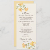 パステルイエローウォーターカラーフローラウェディングレセプション メニュー (正面/裏面)