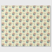 パステルイエローウォーターカラーフローラクロスイースター ラッピングペーパー (フラット)
