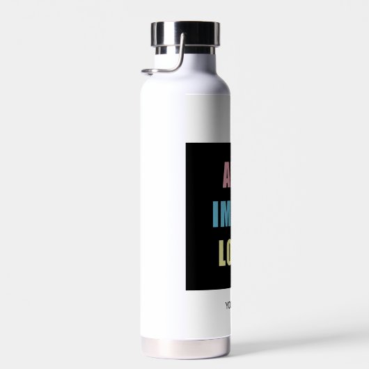 パステルイエローカスタマイズ可能なビジネスロゴ |写真 ウォーターボトル (右面)