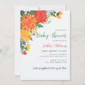 パステルイエロースプリングダリアフラワーズベイビーシャワー 招待状 (正面)