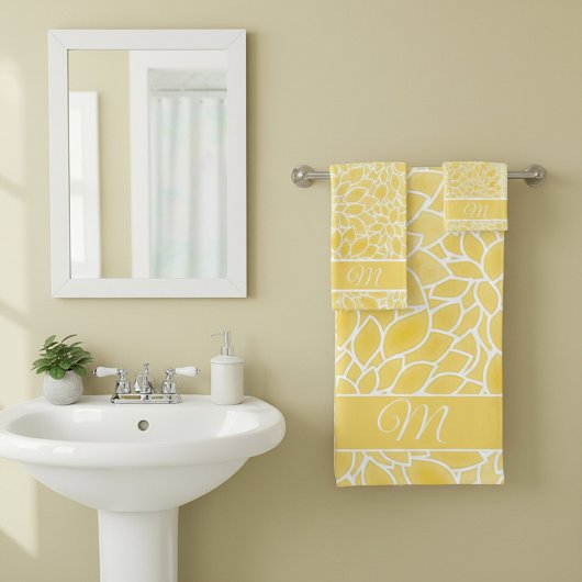 パステルイエローダリアスモノグラム バスタオルセット