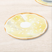 パステルイエロードーナツコースター ラウンドペーパーコースター (アングル)
