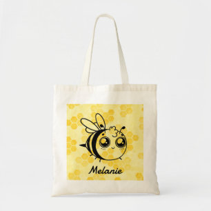 パステルイエローハニカムかわいいBee オリジナル トートバッグ