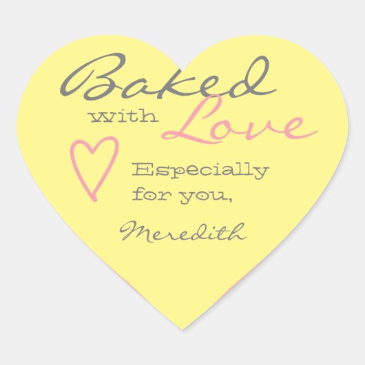 パステルイエローピンクシンプルハートメイドラブシェイプ ハートシール (正面)