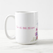 パステルイエローピンクホワイト花模様 コーヒーマグカップ (左)