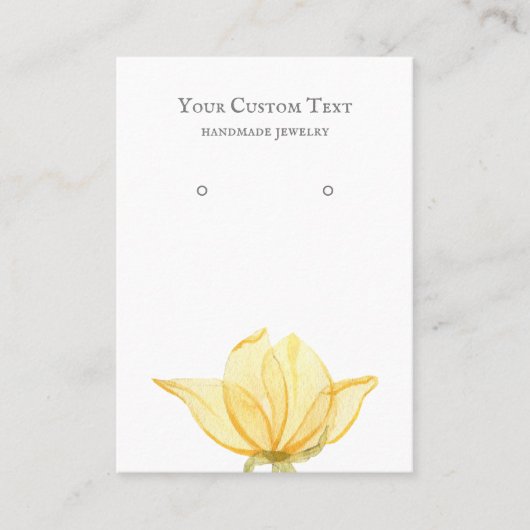 パステルイエローフラワージュエリーイヤリングディスプレイカード 名刺 (正面)